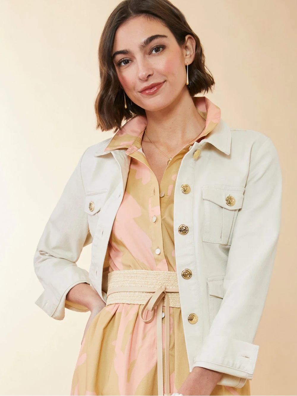 Spartina 449 Cream Button-Front Jean Jacket